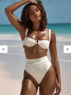 High-Waist Ivory Bikini Set - Women Swim